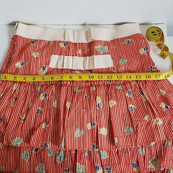 New MARC JACOBS Back Bows Skirt Tiered Floral Striped - Picture 5 of 15